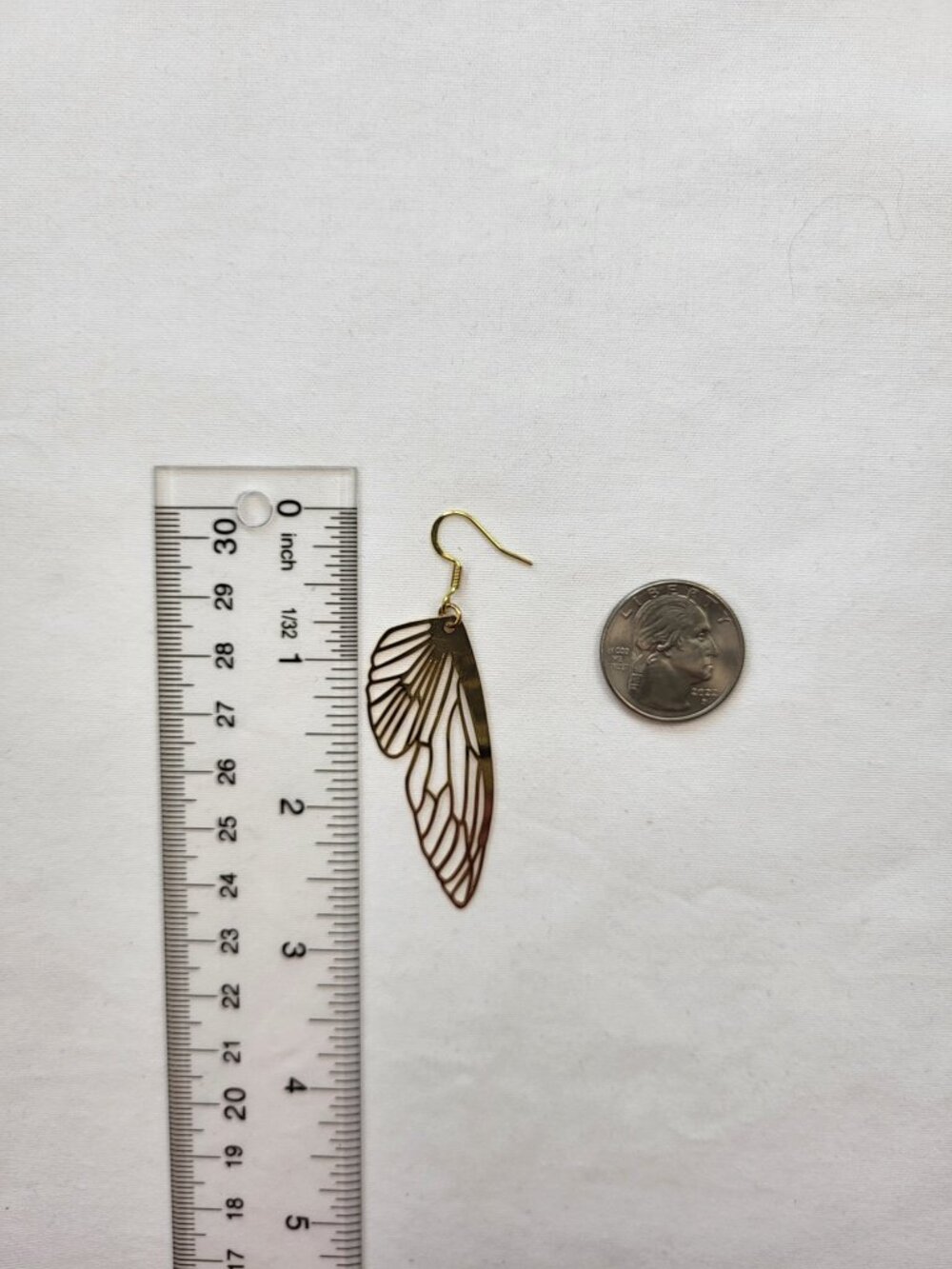 Gold Openwork Butterfly Wing Statement Dangle Earrings - Picture 7 of 7
